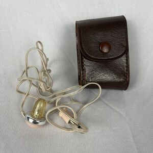 Vtg 50s 60s Japanese Headphones for Radios or Cassette Players Pink Leather Case